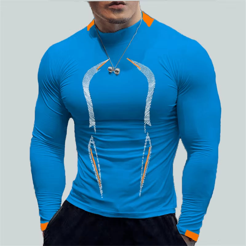 Men Quick Dry Training Bodybuilding Shirt Compression Sport T Shirt Long Sleeve Fitness Gym Top Running Football T Shirt Gymwear