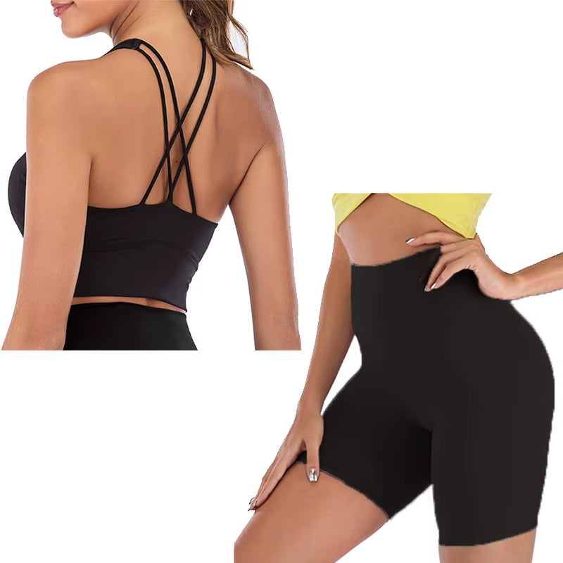 Yoga Shorts Set Women Fitness Set Yoga Outfit for Women 2 Piece Gym Suit Sports Bra Sets Workout Clothes Spandex Sports Clothing