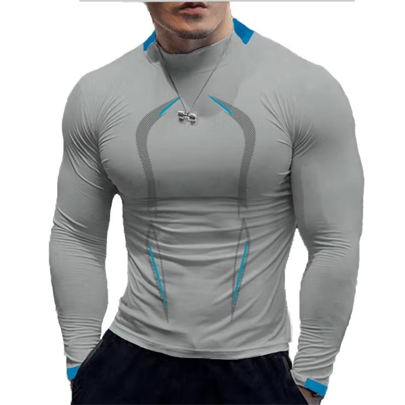 Men Quick Dry Training Bodybuilding Shirt Compression Sport T Shirt Long Sleeve Fitness Gym Top Running Football T Shirt Gymwear