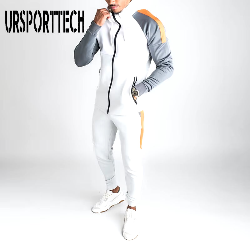 Men Joggers Suit Sets Solid Tracksuit Man Brand Spring Autumn Sport Suit Male Hoodies+ Pants Warm Sportswear Men'S Clothing