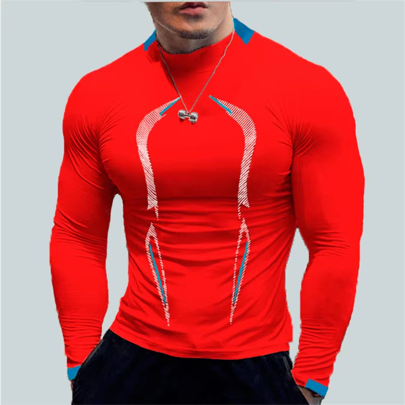 Men Quick Dry Training Bodybuilding Shirt Compression Sport T Shirt Long Sleeve Fitness Gym Top Running Football T Shirt Gymwear