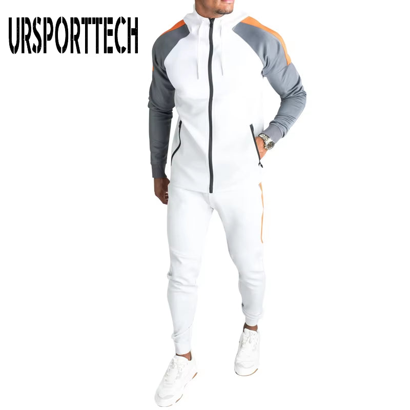 Men Joggers Suit Sets Solid Tracksuit Man Brand Spring Autumn Sport Suit Male Hoodies+ Pants Warm Sportswear Men'S Clothing